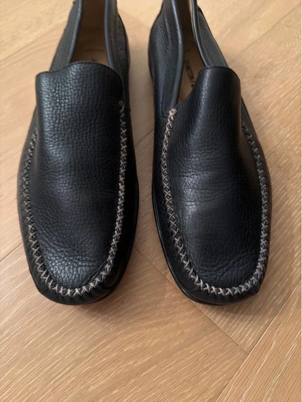 Johnston & Murphy Men’s 9.5M Black Leather Driving Loafers Moc Toe Slip On